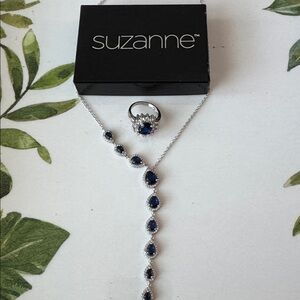 Suzanne Somers 925 Silver and Sapphire Blue Jewelry Set